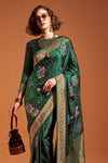 Green Handloom Satin Silk Saree