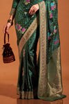 Green Handloom Satin Silk Saree