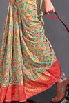 Green Multicolor Kashmiri Handloom Silk Saree