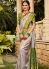 Grey and Green Woven Kanjivaram Silk Saree