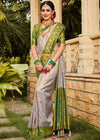 Grey and Green Woven Kanjivaram Silk Saree