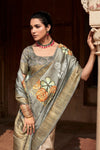 Grey Banarasi Digital Printed Saree