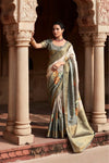 Grey Banarasi Digital Printed Saree