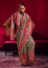 Grey Beige Kashmiri Pashmina Silk Saree