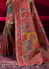 Grey Beige Kashmiri Pashmina Silk Saree