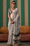 Grey Handloom Linen Saree