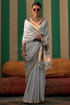 Grey Handloom Linen Saree