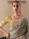 Grey Organza Silk Saree
