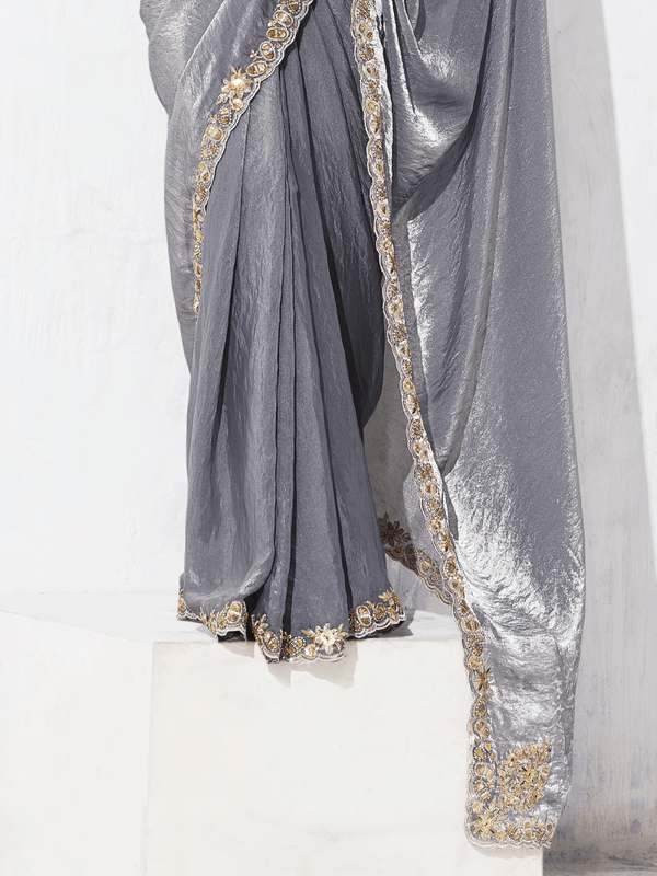 Grey Tissue Silk Saree