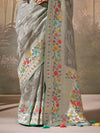 Grey Zari Woven Paithani Banarasi Silk Saree