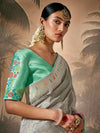 Grey Zari Woven Paithani Banarasi Silk Saree