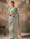 Grey Zari Woven Paithani Banarasi Silk Saree