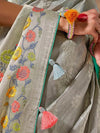 Grey Zari Woven Paithani Banarasi Silk Saree