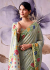Sage Green Banarasi Tissue Silk Saree