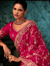 Hot Pink Georgette Silk Saree