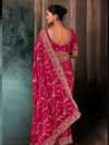 Hot Pink Georgette Silk Saree