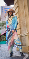 Iceberg Blue Multicolor Digital Printed Satin Saree