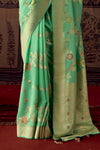 Iguana Pastel Green Banarasi Dola Silk Designer Saree