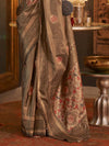 Ironstone Brown Dual Tone Kanjivaram Silk Saree