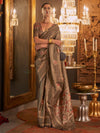 Ironstone Brown Dual Tone Kanjivaram Silk Saree