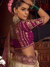 Ivory Cream Banarasi Dola Silk Saree With Contrast Blouse