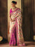 Ivory Cream Bandhani Banarasi Georgette Saree With Contrast Blouse
