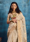 Ivory Cream Paithani Tissue Silk Saree