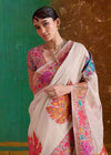 Ivory Kashmiri Kani Jamawar Cotton Saree