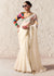 Ivory Organza Saree with Multicolor Contrast Blouse