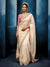 Ivory Organza Silk Saree with Contrast Blush Pink Blouse