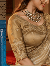 Ivory White Embroidered Designer Tissue Silk Saree