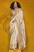 Ivory White Kanjivaram Silk Saree with Gold Zari