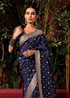 Jacarta Blue Zari Woven Fancy Dola Silk Designer Saree