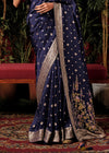 Jacarta Blue Zari Woven Fancy Dola Silk Designer Saree