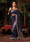 Jacarta Blue Zari Woven Fancy Dola Silk Designer Saree