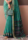 Jade Green Woven Designer Cotton Saree