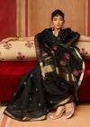 Jet Black Cotton Silk Saree