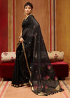 Jet Black Cotton Silk Saree