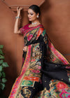 Jet Black Designer Silk Saree