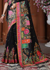 Jet Black Designer Silk Saree