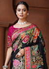 Jet Black Designer Silk Saree