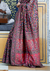 Jet Black Kashmiri Jamawar Banarasi Saree