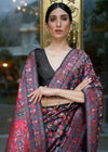 Jet Black Kashmiri Jamawar Banarasi Saree