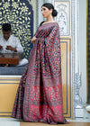 Jet Black Kashmiri Jamawar Banarasi Saree