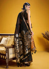 Jet Black Linen Silk Saree