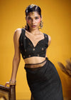Jet Black Linen Silk Saree