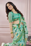 Jungle Green Printed Silk Cotton Saree