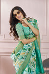 Jungle Green Printed Silk Cotton Saree