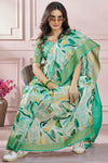 Jungle Green Printed Silk Cotton Saree