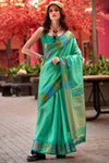 Jungle Green Soft Banarasi Silk Saree